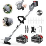 Cordless Weed Wacker, 21V Electric Weed Wacker, 3 in 1 String Trimmer, Lawn Trimmer with 2 * 4.0AH Battery and Charger, Whipper Snipper Grass Cutter for Yard Lawn (Grey)