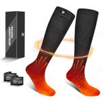 Electric Heated Socks, Foot Warmer with Rechargeable Powered Battery, Winter Warm Socks Kit for Outdoor and Indoor Camping, Hiking, Hunting Motorcycling for Men and Women (Black, L)