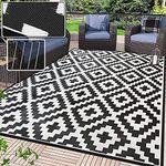 GOI Outdoor Rugs for Garden,245 x 150cm Outdoor Rug Waterproof Outdoor Carpet,Plastic Straw Rug Portable Camping Rug,Patio Decor and Rug for RV, Patio, Backyard, Deck, Picnic, Beach -Black