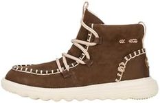 HEYDUDE Women's Reyes Suede Ankle Boot, Espresso Size 10 | Water Repellant