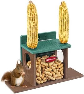 Kingsyard Squirrel Feeder Box for Outside, Recycled Plastic Squirrel Feeder Box with Corn Cob Holders, Easy to Refill & Clean, Weather-Proof Roof, Squirrel & Chipmunk Gift (Green)