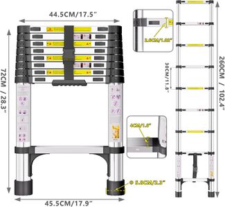 2.6M Telescopic Ladder – Stainless Steel Extension Ladder