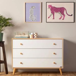 Austin 3-Drawer Dresser – Modern Dresser for Nursery, Bedroom – Kids Dresser White with Deep Storage Drawers, Anti-Tip Safety – Solid Wood Feet, Baby Safe Melamine Finish