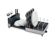 Joseph Joseph Extend Max Steel Expanding Dish Drainer Rack, With High Capacity Large For Items, Cutlery And Knife Holder, Swivel Draining Spout, Stainless Steel