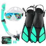 2022 Version Adults Mask Snorkel Fins Set, Snorkeling Gear Adult with Fins, Snorkel Sets with Flippers, Anti Leak Scuba Gear with Adjustable Fins Tempered Glass Diving Mask Full Dry Snorkel with Bag