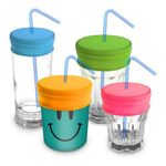 HUI JIN Silicone Drinking Straw Lids Reusable Spill Proof Travel Lid,Pack of 4