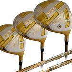 pron Japan USGA R A Rules Wood Golf Club Set with Headcovers, Driver Fairways, 12 16 19 Degree, TRG21 Model, Graphite Shaft, Lady Flex, Pack of 3