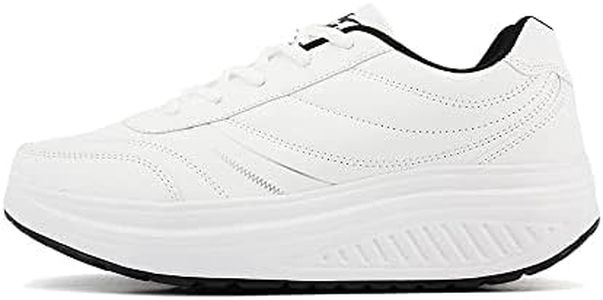 JOMIX Women's Trainers, Rocking Shoes, Walking Shoes, Comfortable Rocker, Slimming, Walking, Jogging, Fitness, 02 White, 11.5 US