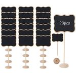 KINDPMA Food Labels for Buffet 20pcs Mini Chalkboard Signs with Stand Wedding Table Numbers Mini Blackboards with Stand Chalkboard Label Stands for Birthday Bar Party Event Decoration (9 x 17cm)