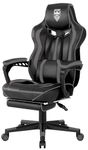 Vonesse Gaming Chair with Footrest Reclining Computer Chair with Massage Big and Tall PU Leather Gaming Chairs for Adults (Black/Grey)