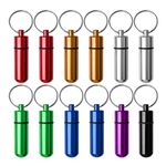 12 Pieces Aluminum Pill Box, BetterJonny 7 Colors Waterproof Portable Pill Case Bottle Container Travel Medicine Pill Holderfor Outdoor Sports