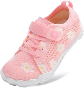 LeIsfIt Kids Girls Boys Shoes Wide Barefoot Shoes Kids Anti-Slip Sneakers Lightweight Hiking Sneakers for Toddler Little Big Kid PinkFlower 8 Toddler