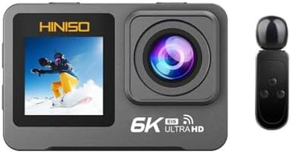 HINISO 6K Action Camera | Ultra HD Sports Cam with Touch & Dual Screen, Wireless Mic & Remote, 3 Batteries, Waterproof 40M, EIS Stabilization, WiFi, 170° Wide Lens & Mounting Kit