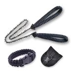 Fexplendid Portable Pocket Chainsaw, Survival Camping Backpacking Gear Saw: Reliable Cutting Tool for Outdoor Adventures and Gardening (25in/33teeth/black para Strap & Bracelet)