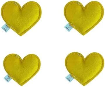 Cherry Valley Organics Catnip Toy – Heart Shape, Organic Catnip, 100% Wool Felt, Grown & Made in The USA - Yellow, 4 Pack