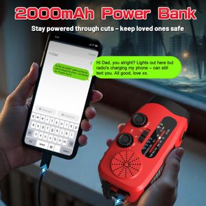 Wind Up Solar Emergency Radio – AM/FM, LED Torch, Power Bank, Red