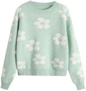 SHENHE Girl's Casual Cloud Print Crewneck Long Sleeve Pullover Sweater Jumper Tops Blue 11-12Y