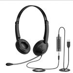 Monodeal Headsets with Microphone for Laptop, 3.55mm Jack & USB Headset, Noise Cancelling Office Headset, PC Headset with Mute Button and Volume Control, Plug and Play