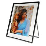 AhaGo Black Floating Frame (8"x10", Vertical), For Picture 7x9, 6x8, 5x7, Tabletop Shelf Photo Frame, Home or Office Decor, Classy For Holiday, Birthday or Wedding