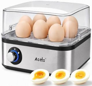 Aotto Rapid 8-Egg Cooker, 3 Doneness Levels, Stainless Steel, Auto Shut-Off
