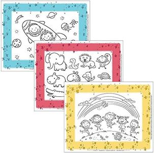Healthy Habits by J.L. Childress Disposable ColorMe Placemats - Paper Stick-On Placemats with Coloring Fun, Airplane Tray Table Cover, Colors may vary - Pack of 24