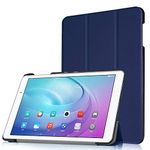 PCATEC MediaPad T2 10.0 Pro Slim Shell Case, Ultra Slim Lightweight 3-folding PU Leather Standing Cover For 10.1" HuaWei MediaPad T2 10.0 Pro Android Tablet,Dark Blue