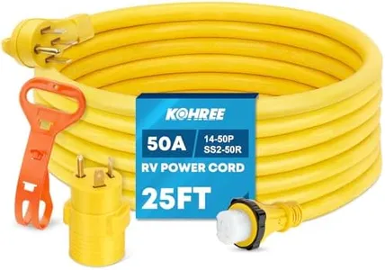 Kohree 50 Amp RV Extension Cord 25FT Heavy Duty Generator Cord, 50 Amp RV Power Cord with Grip Handle, NEMA 14-50P to SS2-50R Twist Lock, 30M/50F Adapter Included, ETL Listed