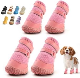 Dog Shoes for Small Dogs, Breathable Dog Boots Paw Protector for Hot Pavement Winter Snow, Dog Booties with Rugged Anti-Slip Sole for Hardwood Floors Outdoor Walking Pink Size 1