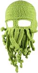 Kafeimali Men's Head Barbarian Vagabond Beanie Original Foldaway Beard Octopus Pirate Hats Bearded Caps (Green)