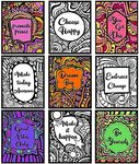 Yeaqee 36 Pcs Fuzzy Velvet Coloring Poster 8 x 10 Inches Poster Inspirational Quotes Poster Positive Velvet Art Poster Ideal for Family Time Crafts Coloring Care Facilities Arts