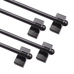 WL.Rocaille Adjustable Magnetic Curtain Rods for Mental Appliance, Doors, Windows, 9 to 16 Inch 4 Pack Black Window Rods Easy Installation Towel Bar, Multi-Useful (9 to 16 in Black, 4pack)