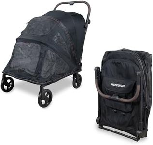 WonderFold PF Luxury FlatFold Pet Stroller Designed for Comfortable Elevated Everyday Walks - Black, Large (Up to 99 lbs)