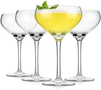 Royalrose Premium Delight Glasses, 10.8 ounces, Set of 4, Lead-Free Glass Set, Exquisite Craftsmanship, Elegant Shape Dishwasher Safe. (Coupe Glasses)
