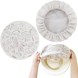 2 Pack 10'' Bowl Covers for Bread Proofing with Plastic Liner, Reusable Cloth Bread Bowl Cover for Sourdough Rising