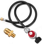 WADEO 4 FT 0-30 PSI Adjustable High Pressure Propane Regulator with Hose and PSI Gauge, LP Gas Grill Regulator Hose with 1/8 MNPT Pipe Fitting for Grill, Burner, Fryer, Cooker, firepit and More