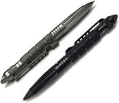 Uzi Tactical Pen Combo Bundle, Glass Breaker Ballpoint Pen, Ultra Durable Aircraft Aluminum, Multi-functional Survival Tool, Black and Gun Metal, Christmas Gift