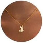 LLWOM Gold Necklace for Women-14K Gold Plated Cat Necklace Dainty Gold Cat Necklace for Women Trendy Necklaces Jewelry