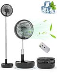 Primevolve Portable Oscillating Standing Fan,Rechargeable Battery Operated USB Floor Table Desk Fan with Remote Black