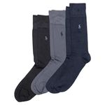 POLO RALPH LAUREN Men's Super Soft Birdseye Dress Crew Socks - 3 Pair Pack - Heel-Toe Reinforcement, Black Assorted, 6-12.5