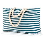 KUAK Beach Bag for Women, Extra Large Waterproof Sandproof Beach Tote Bags with Top Zipper, 3 Inner Pockets, Rope Handles for Pool Travel Vacation Weekend