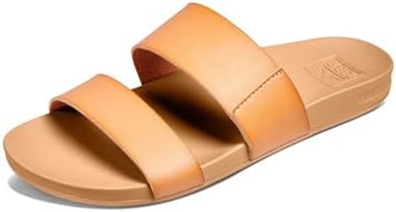 REEF Cushion Vista Women's Fashion Slide Sandal, Vegan Leather Strap, Ultra Soft Cushion Footbed, Natural, 10