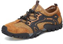 FLARUT Men's Sandals Barefoot Hiking Shoes Quick Dry Lightweight Outdoor Training Water Walking Shoes (Brown, EU47)
