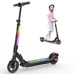 EVERCROSS EV06C Electric Scooter, 6.5'' Foldable Electric Scooter for Kids Ages 6-12, Up to 15 KM/H & 8 KM, LED Display, Colorful LED Lights, Lightweight Kids E Scooter