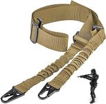 ZONSUSE Two Points Rifle Sling, Tactical Gun Strap, Airsoft Sling, with Metal Hook, Adjustable Removable, Release Flexibly, for Rifle Airsoft Shotgun(Khaki)