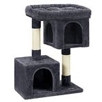 Feandrea Cat Tree, 84 cm Cat Tower, L, Cat Condo for Large Cats up to 7 kg, Large Cat Perch, 2 Cat Caves, Scratching Post, Smoky Grey PCT61G