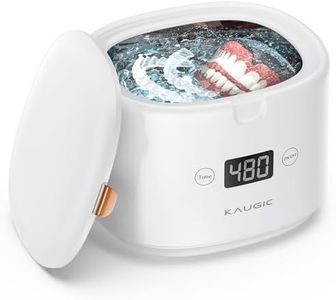 KAUGIC Ultrasonic Retainer Cleaner with Upgraded MCU, 30W/45kHz, 230ML Portable Ultrasonic Cleaner for Retainers, Mouth Guards, Dentures, Invisalign, Jewelry -White