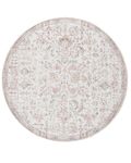 JINCHAN Round Rug 5ft Area Rug Vintage Rug Indoor Thin Rug Retro Accent Rug Distressed Carpet Red Multi Floral Print Circle Rug 5' Round Boho Rug Non Slip Kitchen Bedroom Living Room Dining Room