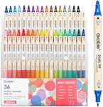 Grabie 36 Colors Dot Paint Acrylic Paint Pens, Acrylic Paint Markers Dual Tip (Fine 1mm + Dot 5mm), Acrylic Markers for Fabric, Canvas, Rock, Glass, Wood, Paper, DIY, Dot Markers for Adults