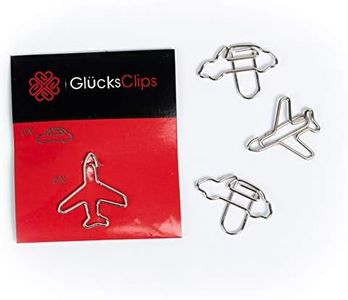 GlücksClips Set da 12 Graffette Grandi - Cartoleria Ufficio - Cancelleria Scuola - Fermagli Metallo per Fogli Carta - Fermacarte - 2 Simboli a Forma di Auto e Aereo