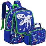 Dinosaur Kids Backpack Set - Kids Dinosaur Backpack for Boys School Backpack with Lunch Bag for Preschool Kindergarten Elementary Toddler Hiking Travel Vacaton Book Bag Insulated Lunch Tote Bag